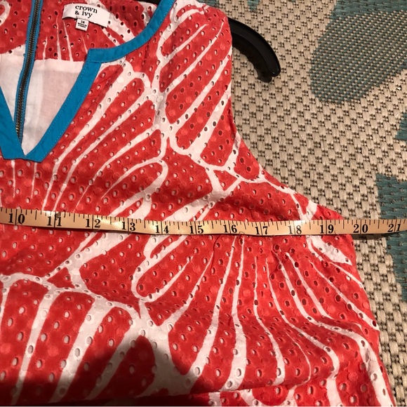 Crown & Ivy Coral & Blue Sea Shell Print Shift Dress. Size 14 - Picture 9 of 9